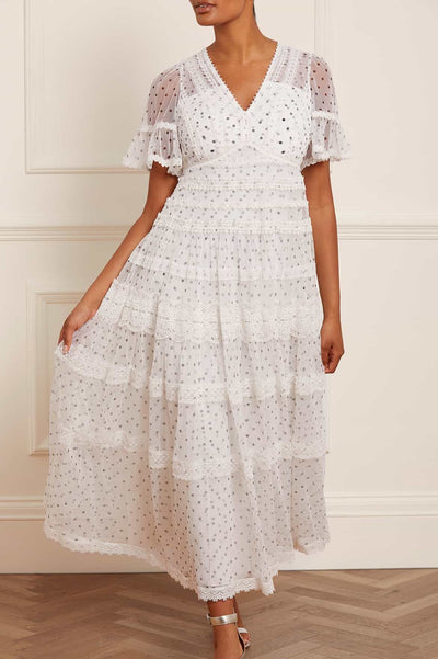 Polka Dot Lace Ankle Gown