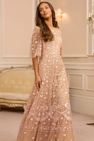Rococo Ribbon Round Neck Gown