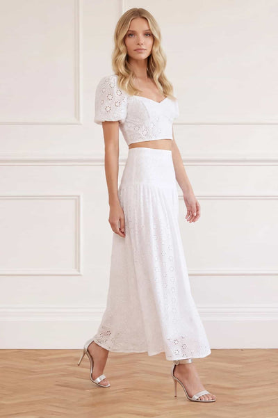 Romilly Cotton Broderie Ankle Skirt