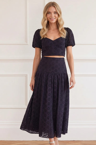 Romilly Cotton Broderie Ankle Skirt