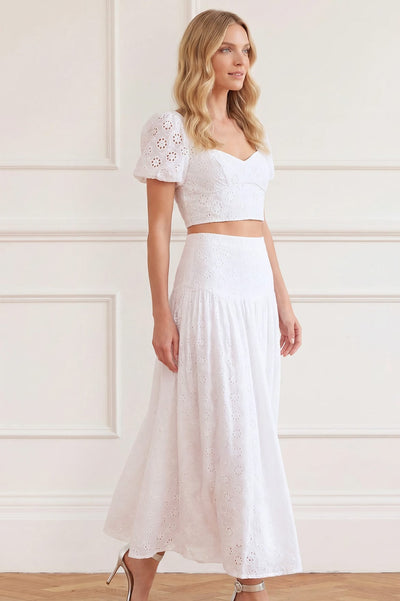 Romilly Cotton Broderie Ankle Skirt