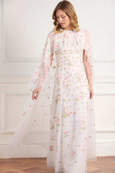 Rose Bloom Cape Gown