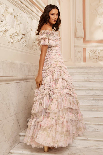 Rose Powder Off-Shoulder Gown