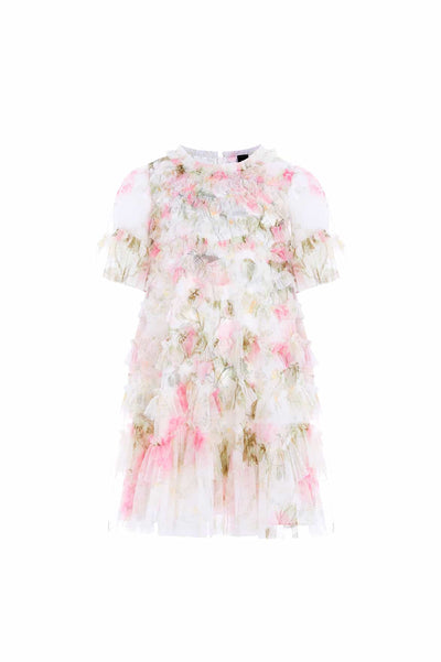 Rose Scallop Ruffle Kids Dress