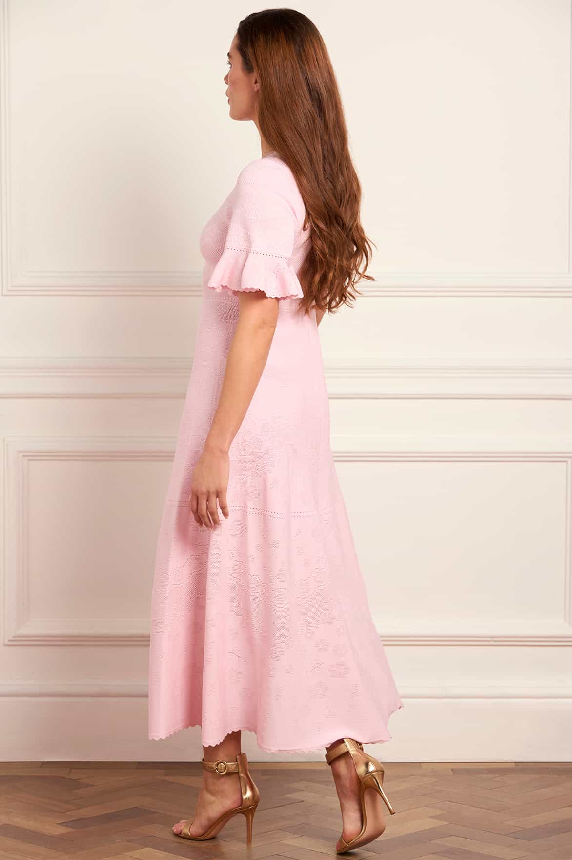Scallop Lace Pointelle Knit Gown Pink | Needle & Thread Scallop Lace Pointelle Knit Gown Pink | Needle & Thread