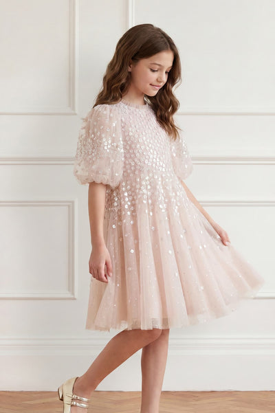 Scallop Sequin Kids Dress