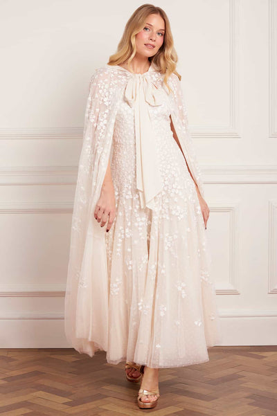 Scatter Blossom Hooded Long Cape