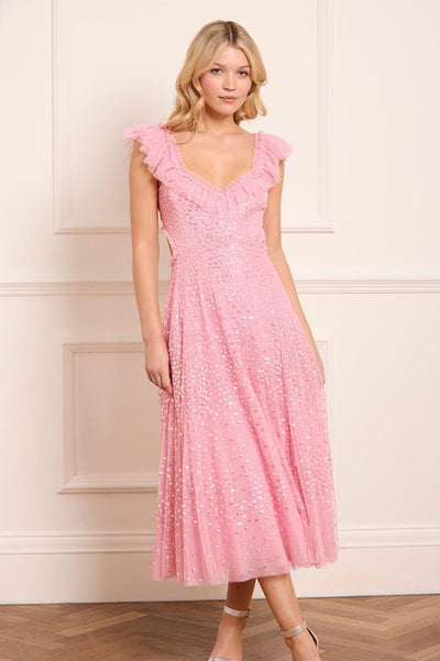 Scatter Dot Ruffle Backless Ballerina Dress