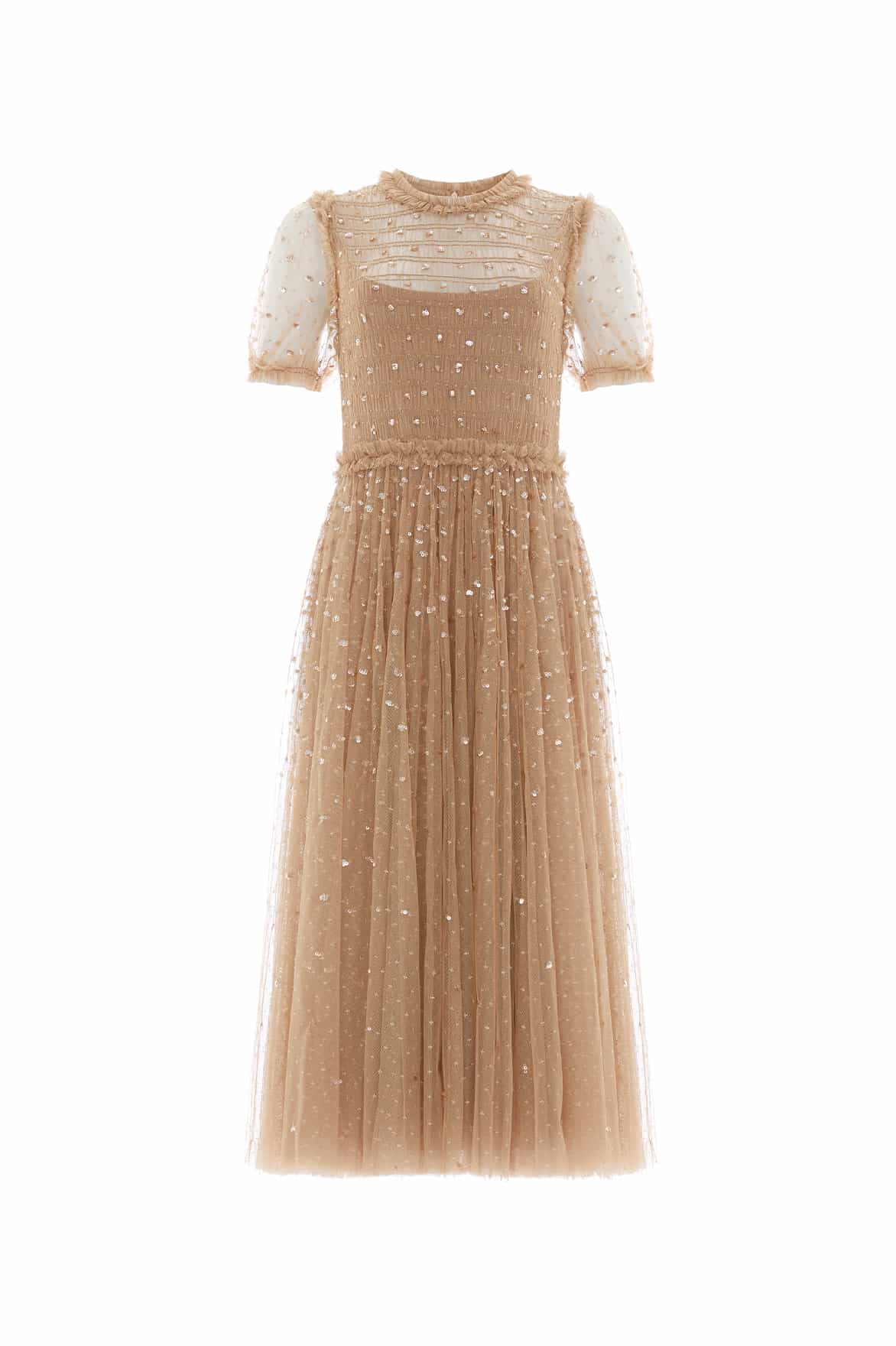 smocked sequin dress In The Style Sequin Smock Dress