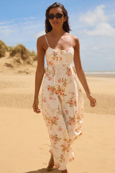 Summer's Rose Linen Blend Cami Ankle Gown