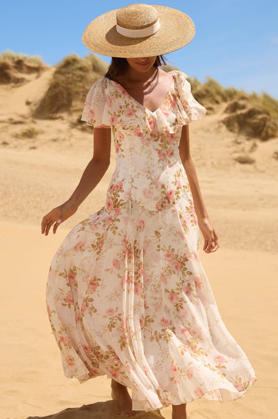 Summer's Rose Georgette Ankle Gown