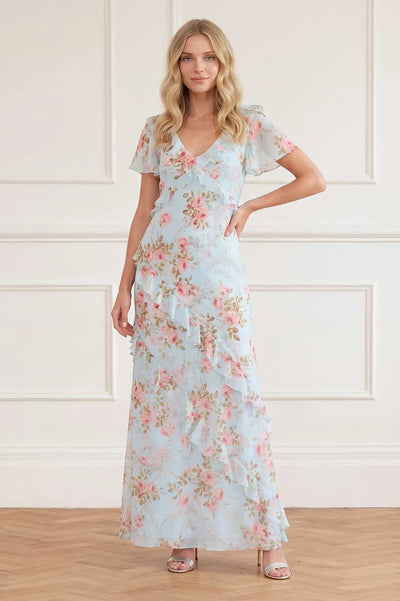 Summer's Rose Georgette V-Neck Gown