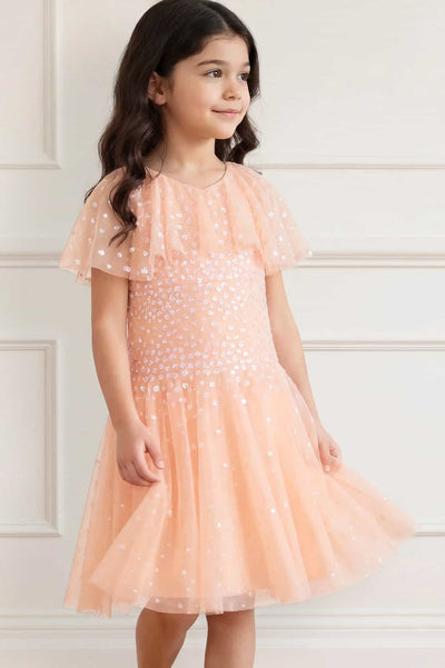 Sunrise Sequin Short Cape Kids Dress