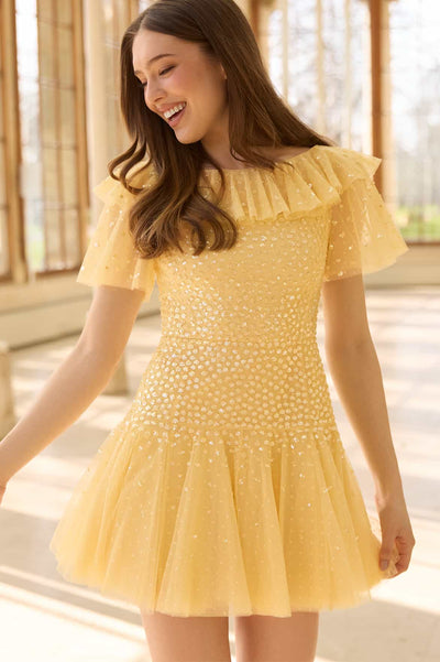Sunrise Sequin Short Sleeve Micro Mini Dress