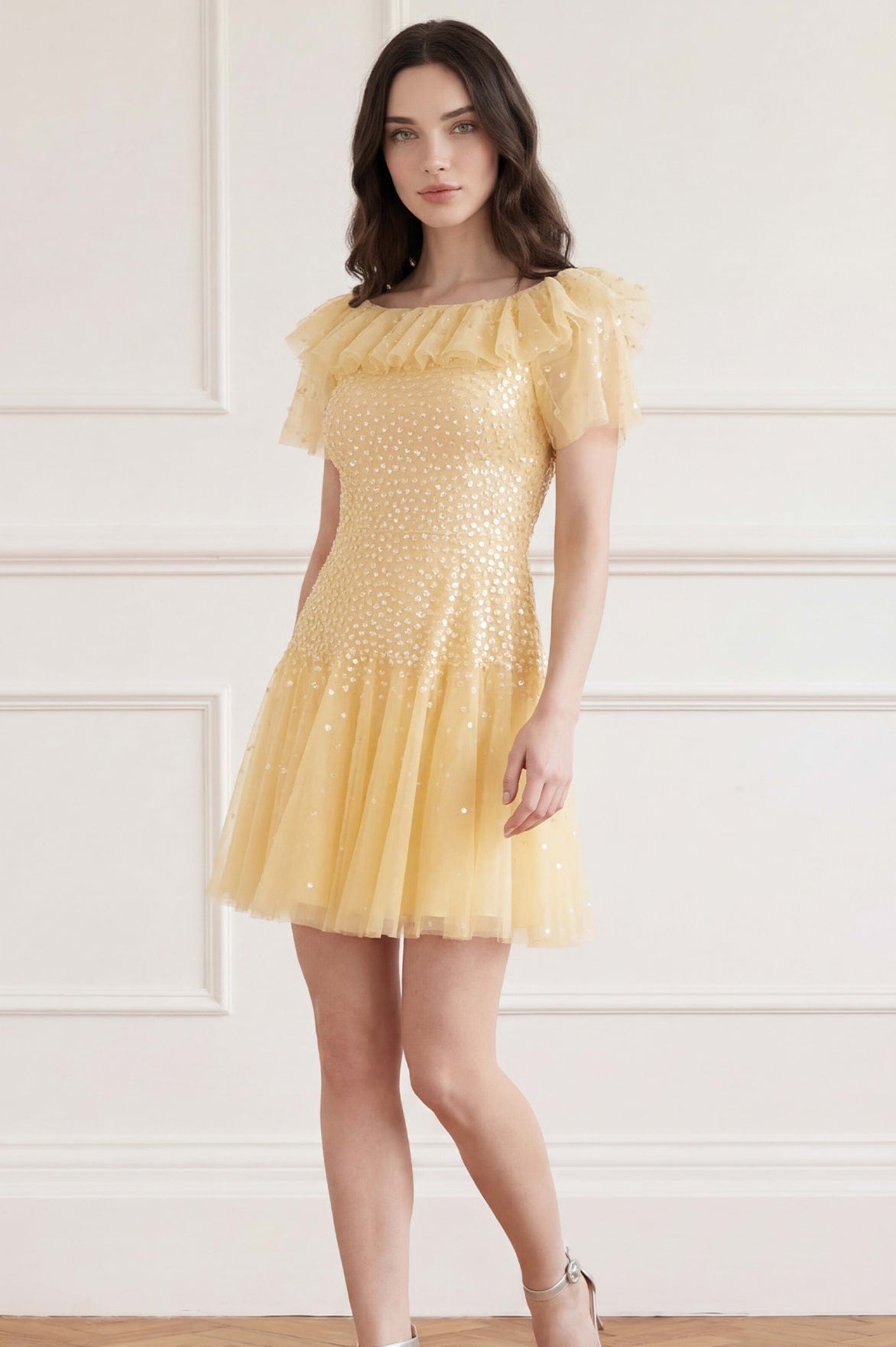 Sunrise Sequin Short Sleeve Micro Mini Dress – Yellow Sunrise Sequin Short Sleeve Micro Mini Dress – Yellow