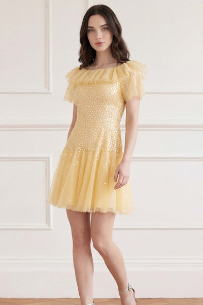 Sunrise Sequin Short Sleeve Micro Mini Dress