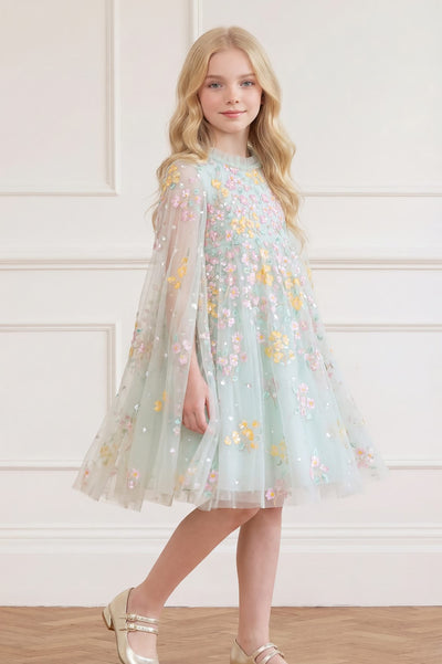 Versailles Ditsy Cape Kids Dress