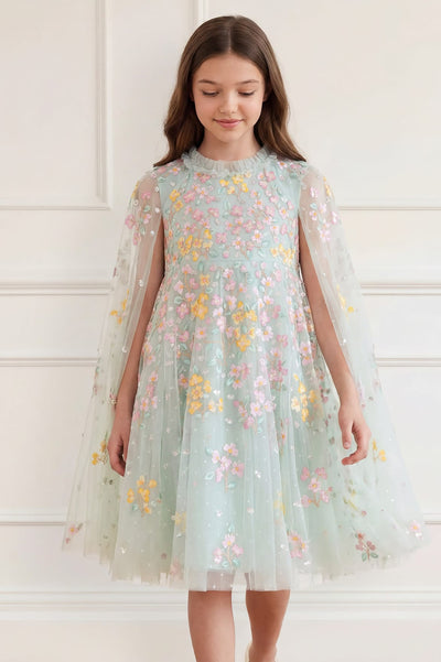Versailles Ditsy Cape Kids Dress