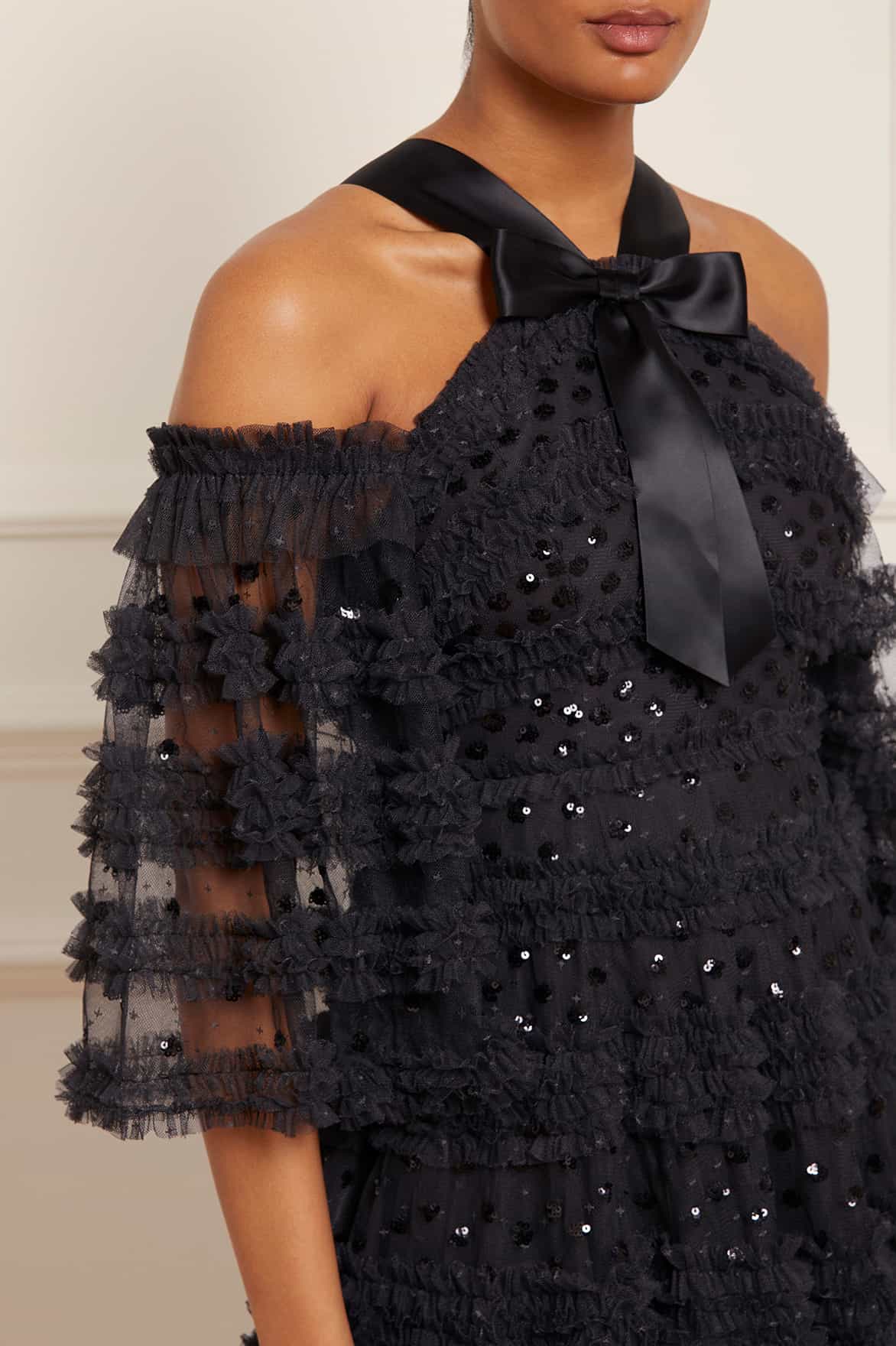 Vivian Off Shoulder Gown – Black | Needle & Thread