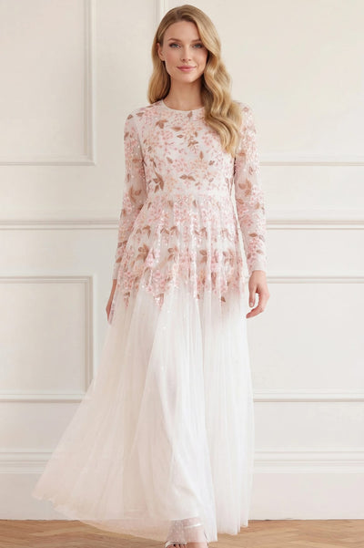 Wisteria Dot Long Sleeve Gown