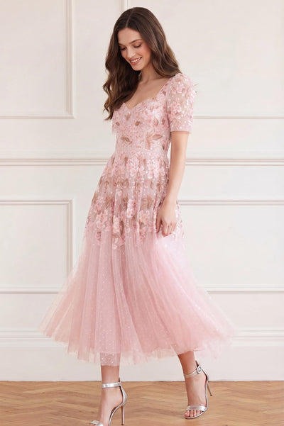 Wisteria Dot Short Sleeve Ballerina Dress