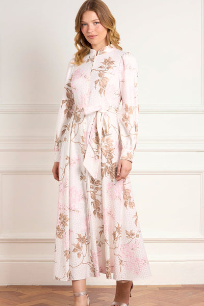 Wisteria Jacquard Long Sleeve Shirt Dress