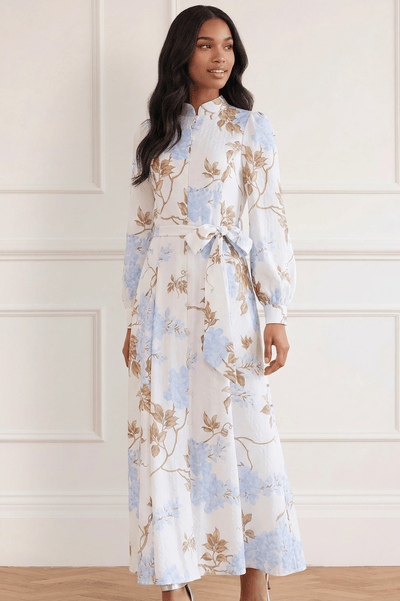 Wisteria Jacquard Long Sleeve Shirt Dress