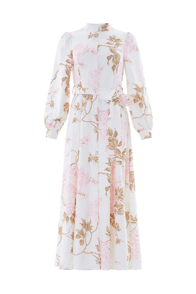 Wisteria Jacquard Long Sleeve Shirt Dress