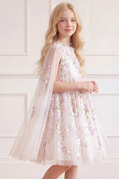 Wisteria Sequin Cape Kids Dress