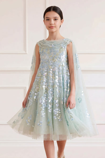Wisteria Sequin Cape Kids Dress