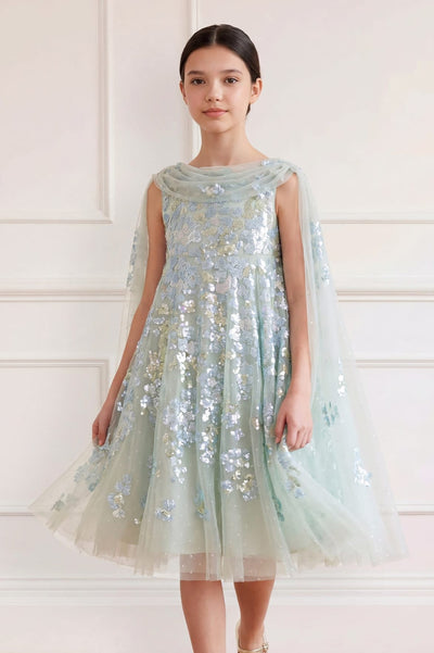 Wisteria Sequin Cape Kids Dress