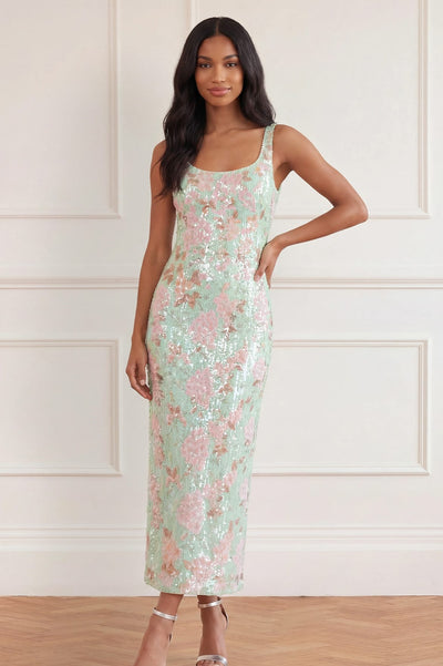 Wisteria Shimmer Georgette Ankle Gown