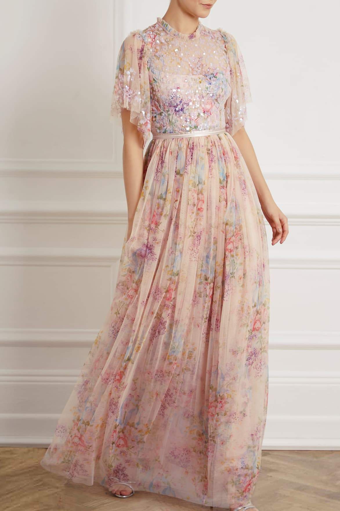Floral Diamond Bodice Maxi Dress – Multi