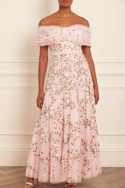 Lunaria Wreath Off-Shoulder Gown