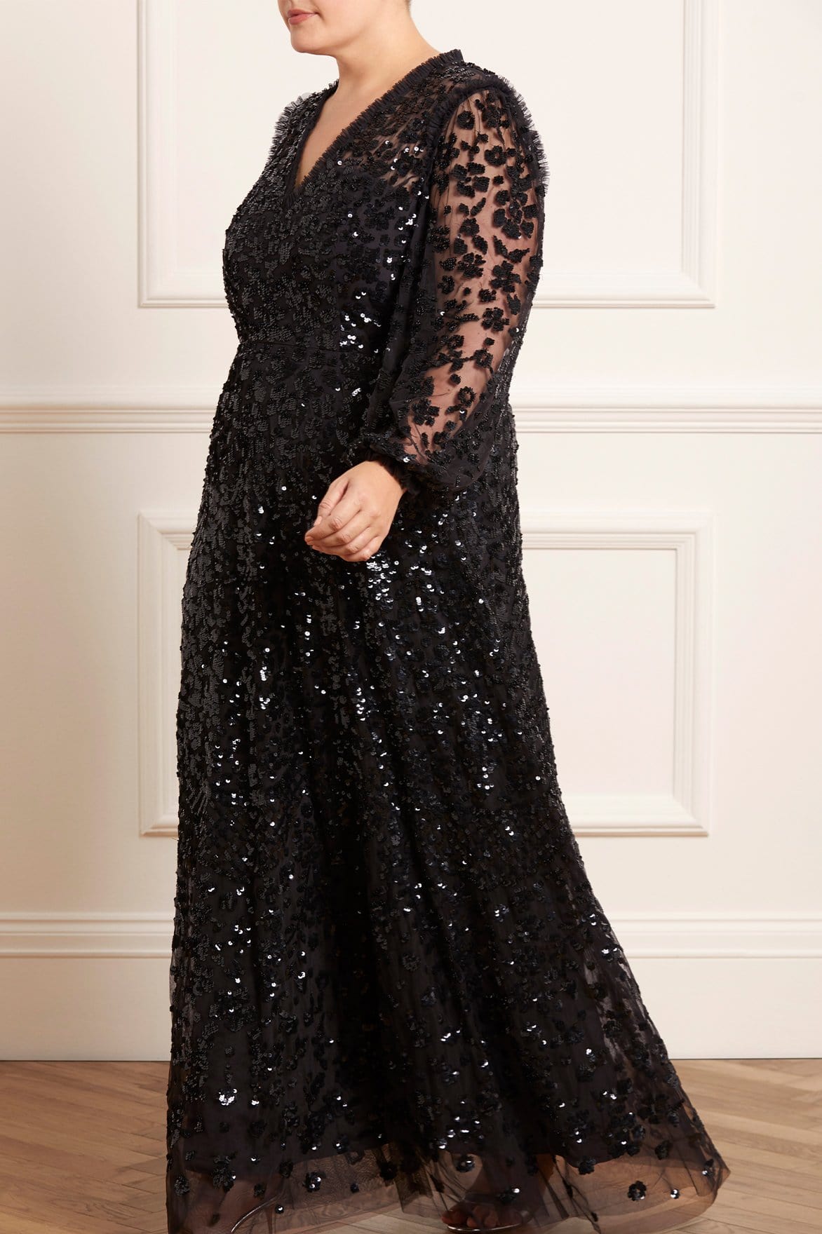 SEREN Black Lace Maxi Dress