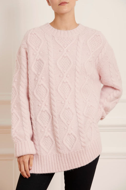 Sylvie Cable Longline Jumper - Pink