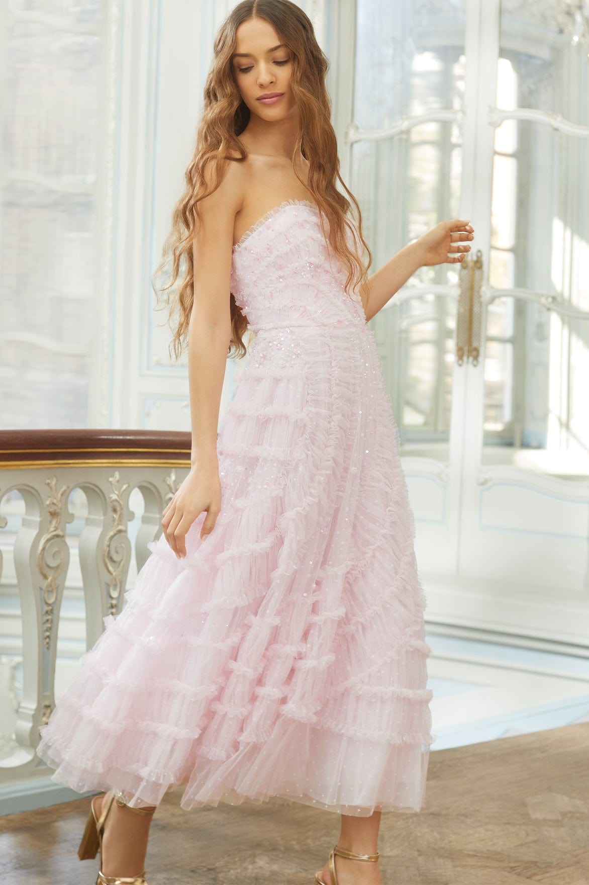 Buy Needle & Thread Pink La Vie En Rose Strapless Gown in Tulle for Women  in Saudi | Ounass