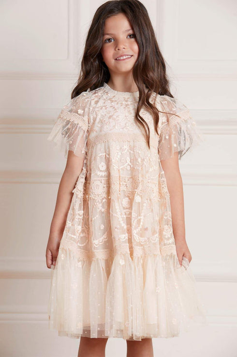 Midsummer Lace Kids Dress - Beige