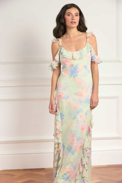 Peony Bloom Georgette Cami Gown