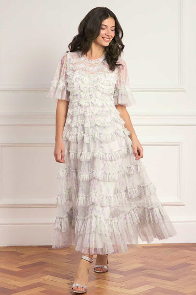 Trailing Floral Round Neck Ballerina Dress