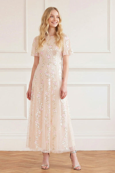 Confetti Round Neck Ankle Gown