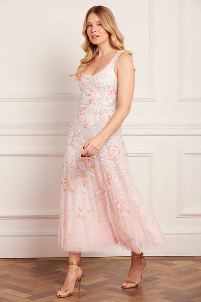 Cressida Embroidery Scoop Neck Ballerina Dress