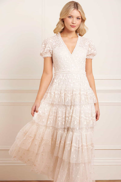 Layered Lace Ankle Gown