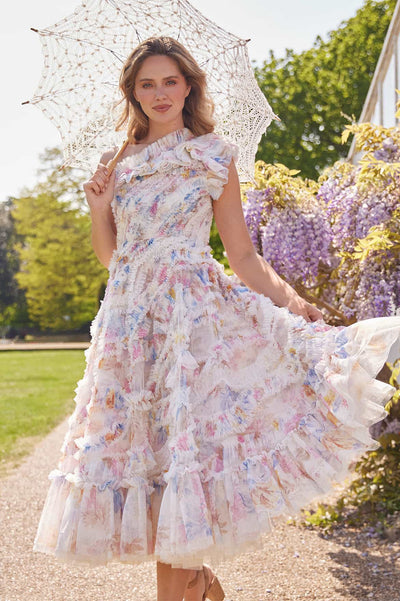 Mariannes Floral Aaliyah One-Shoulder Ballerina Dress