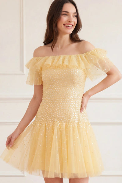 Sunrise Sequin Short Sleeve Micro Mini Dress