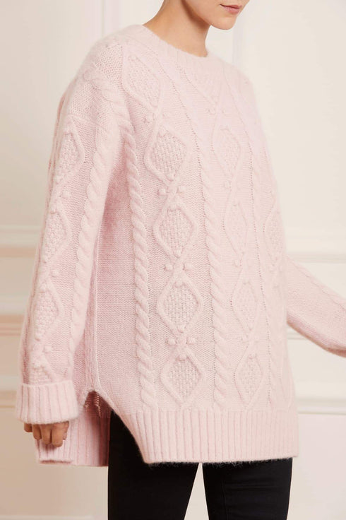 Sylvie Cable Longline Jumper - Pink