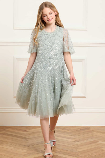 Dappled Sequin Short Cape Kids Dress