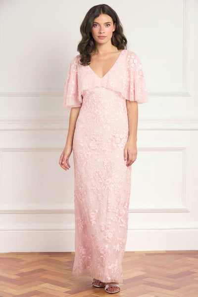 Rosa V-Neck Cape Gown