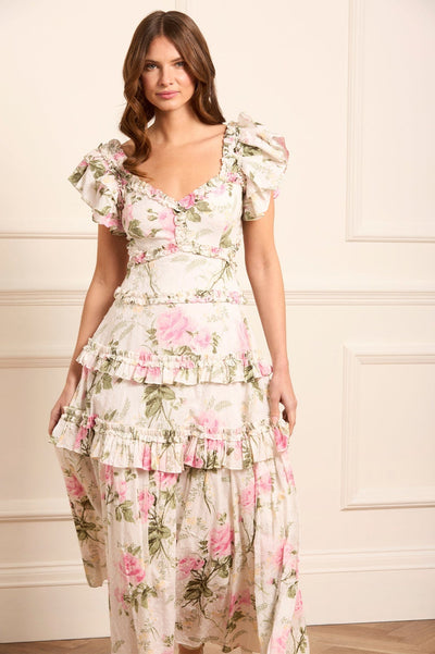 Rose Cotton Backless Ankle Gown