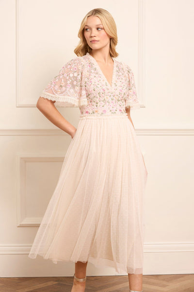 Rosie Lace Bodice Short Sleeve V-Neck Ballerina Dress